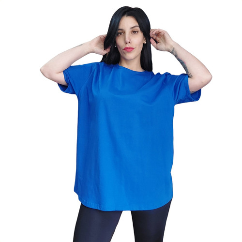 Remeron Oversize Largo Grande Liso Remera Amplia Manga Corta