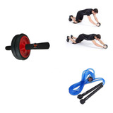 Set Cuerda Lazo Salto + Rueda Abdominal En Goma Gym Profes