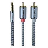 Cable Estereo Splitter 2 Rca A Jack 3,5mm Trenzado, 2 Metros