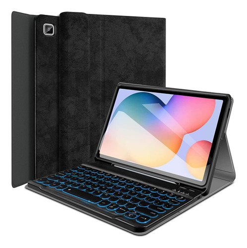 Teclado Iluminado Y Funda Galaxy Tab S6 Lite De Pu (negro)