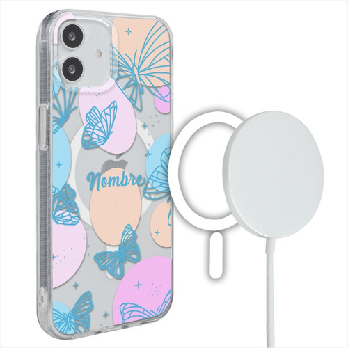 Funda Para iPhone Magsafe Personalizada Nombres Y Mariposas