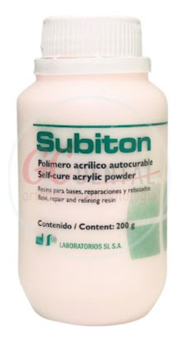 Polimero Acrilico Autocurable Subiton 200 G. Odontologia