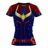 Playera Sublimada Capitana Marvel Corte Dama