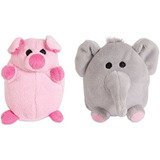 Zoobilee 32023 Mini Elephant Y Pig Dog Toy (paquete De 2)