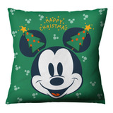 Cojín Mickey & Minnie Feliz Navidad Color Verde Oscuro