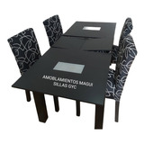 Juego Comedor, Mesa Extensible+ 4sillas En Chenill Reforzada