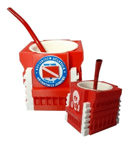 Mate Argentinos Juniors + Bombilla Impresion 3d