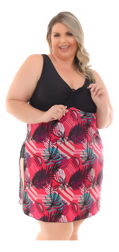 Maiô Vestido Discreto Plus Size Com Lycra Tam 46 Ao 60 