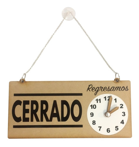 Letrero Abierto Cerrado Reloj Manual Puerta Regresamos En