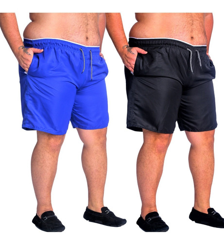 Kit Com 2 Shorts Masculino Plus Size Tecido Grosso Reforçado