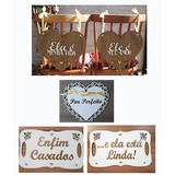 Kit Casamento Dos Noivos Com Placas De Cadeiras E Alianças