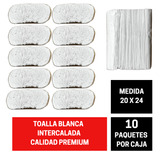 Toallas Intercaladas Para Mano Blancas 20x24 10 Paquetes Calidad Premium