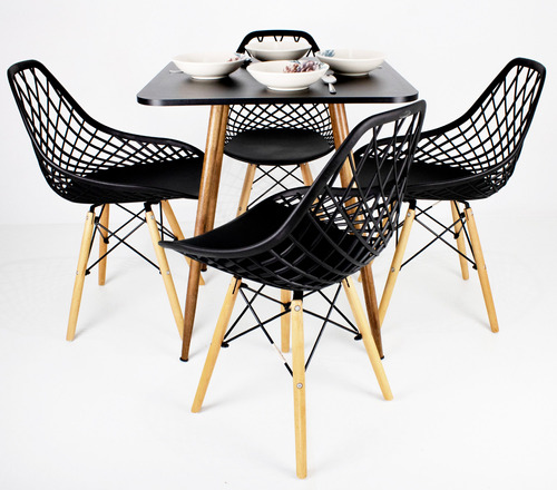 Mesa 70cm Quadrada De Mdf + 4 Cadeiras Designer Cloe