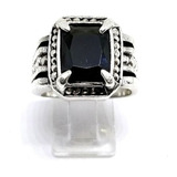 Anillo Caballero Circonia Negra Plata Solida 925 Ley Cuadrad