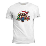 Camiseta Estampada Mario Navidad Videojuego Hombre Ink 