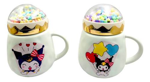 Mug Taza Con Tapa Confeti De Kuromi - Hello Kitty