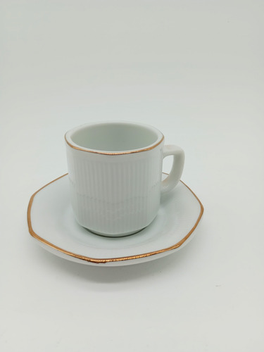 Seis Pocillos Café Modelo Octogonal Filete Oro Tsuji C/plato