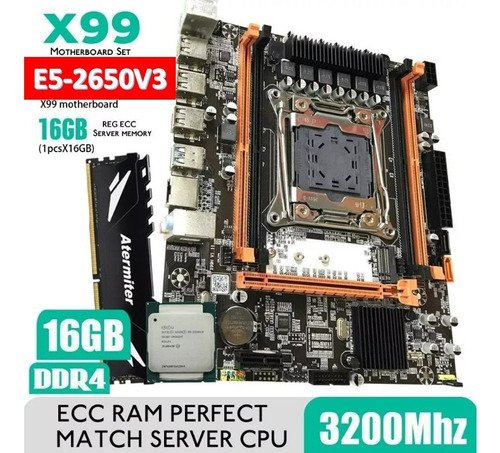 Kit Placa Mãe X99 + Xeon E5 2650 V3 + 16 Gb Ram Ddr4