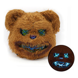 Máscara De Pelúcia Led Urso Terror Halloween Fantasia