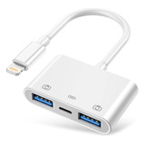 Adaptador Para iPhone 2 Puertos Usb 3.0 Y 1 Puerto De Carga