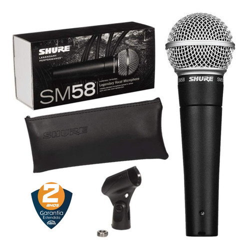 Microfone Shure Sm58 Lc Com Fio Original 2 Anos De Garantia