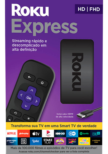 Dispositivo De Streaming Para Tv Com Controle Remoto Roku Ex