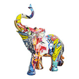 Figura De Escultura De Elefante De Grafiti Con Pintura Nórdi