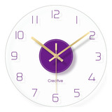 Reloj De Pared Vidrio Templado Silencioso Decorativo Moderno Estructura Purpura