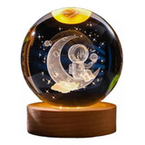 Lampara De Luz Led 3d Bola De Cristal Astronauta Luna