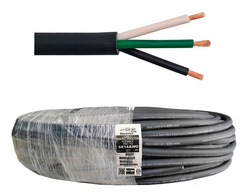 Cable Uso Rudo 3 X 14 Cobre X 25 Metros