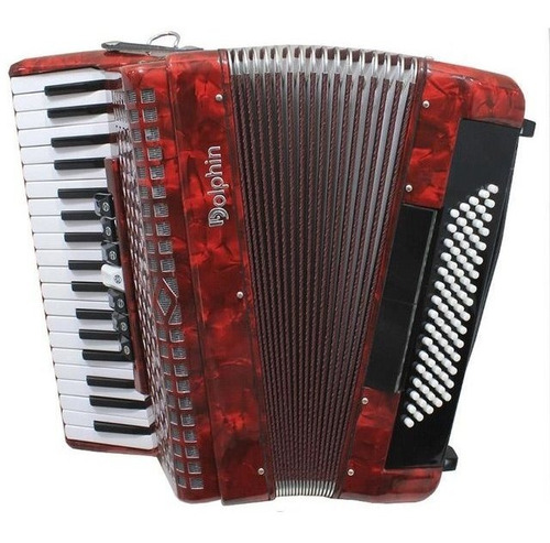 Acordeon Dolphin 80 Baixos Vermelho Com Bag E Alças 6811