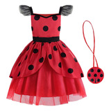 Reliparty Ladybug Vestido Para Niñas Con Máscara Y Bolsa Dis