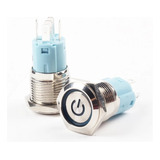 Botão Universal Botoeira 16mm Led Azul 12v 24v + Conector