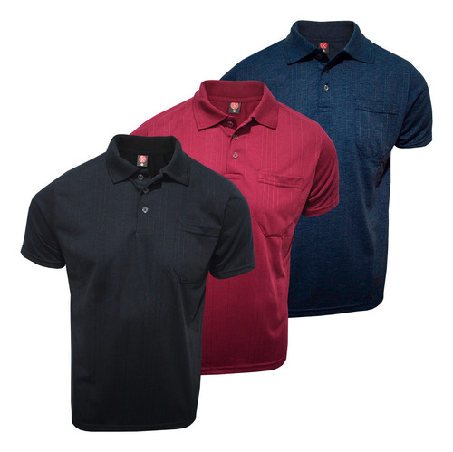 Camisa Polo Com Bolso Poliviscose Atacado Kit 3 Polos