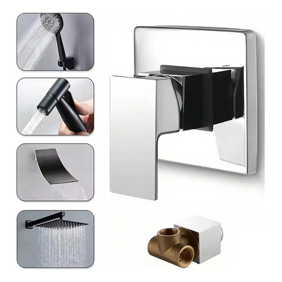 Shzhdikun Regadera Latón Cromado Mezcladora De Baño/llave Monomando P Plateado