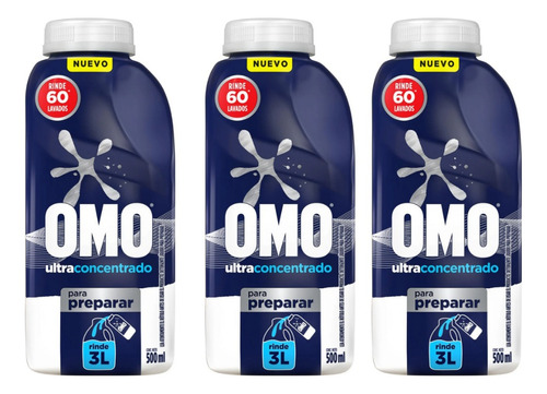 Detergente Para Preparar Ultra Power, 500 Ml Omo X 3 Unds