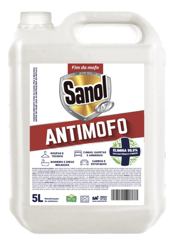 A7 Antimofo Limpador Multiuso Bacterida Econômico Sanol 5l