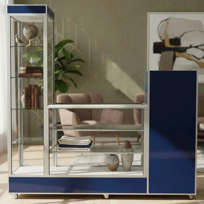 Vitrina Torre Aparador Exhibidor Mostrador Modulo Caja 1.90 Azul