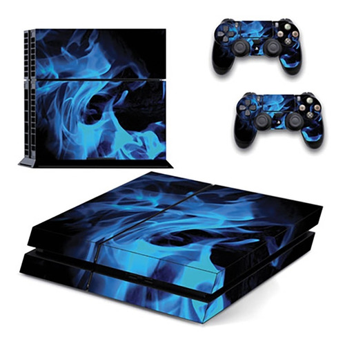 Skin Personalizado Para Ps4 Fat Fuego Azul (0707)