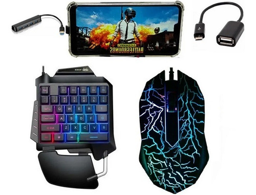 Kit Gamer Teclado One Hand E Mouse + Kit Cel Mobilador