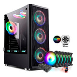 Gabinete Gamer Pc + 8 Cooler Fan Lateral Vidro Temperado Nfe