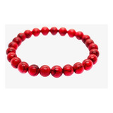 Pulsera Howlita Roja Elasticada Reiki Moda Unisex 2024