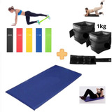 Kit Ginástica Com Caneleira 1kg + Colchonete + 5 Mini Band