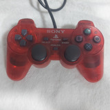 Controle Sony Playstation 2 Vermelho Transparente 