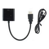 Conversor Hdmi Macho X Vga Femea C/ Áudio 20cm Tblack