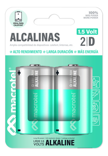 Pack 2 Pilas Alcalinas D