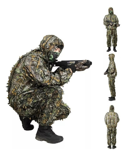 Roupa Camuflada Ghillie Sniper 3d ( Calça + Jaqueta)