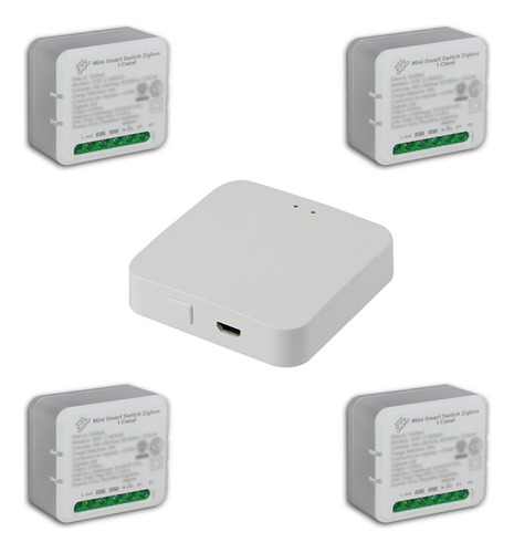 Combo Zigbee 4 X Mini Switch + 1 Gateway Hub Tuya Smartlife