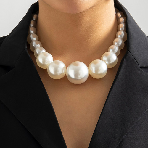 Elegant Big Imitation Pearl Choker Necklace