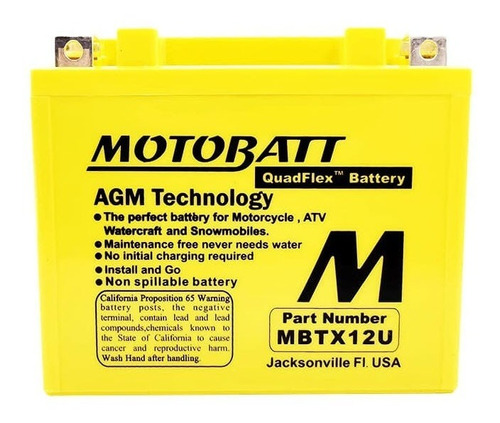 Batería Motobatt Mbtx12u Ytx14bs Kawasaki, Bmw, Ktm, Suzuki 